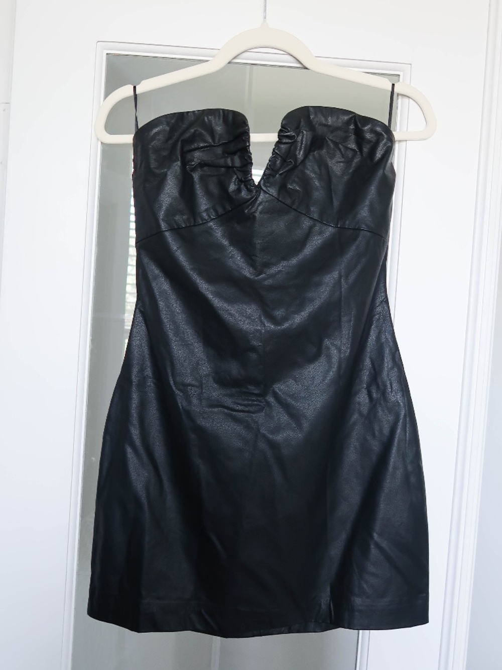 Cotton Candy LA Black Sweetheart Leather Mini Dress